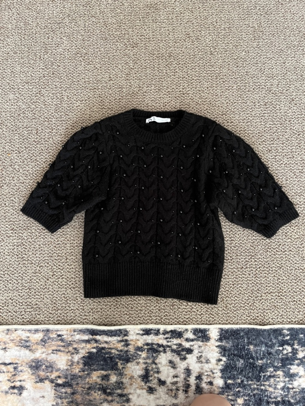 Zara black pearl sweater top - Picture 3 of 6